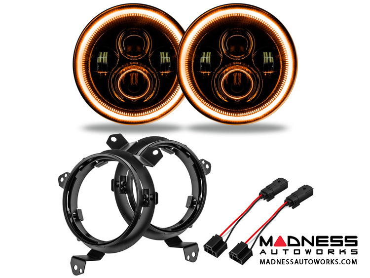 Jeep Wrangler JL High Powered LED Lights - Amber - Pair - 7"